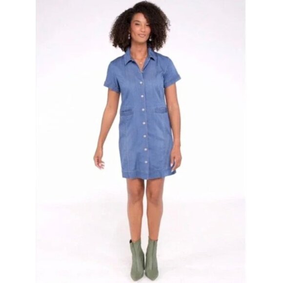 CAbi Piece of Cake Denim Collar Mini Dress Size Small - Picture 6 of 8
